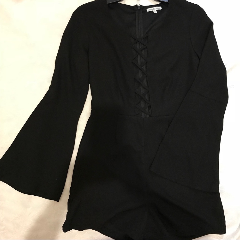 Bell-sleeve open-front romper